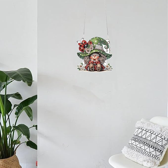 TDFERAN Diamond Painting Pendant Dwarf DIY Diamonds Art Ornament Kits Window Pendant, Diamant Painting Hanging, Suncatcher, Diamant Art Hanging for Wall Home Decor