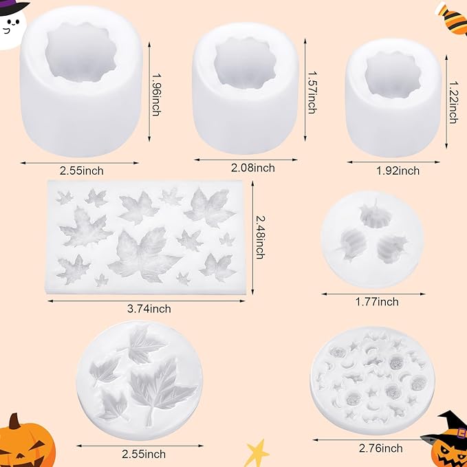 Janinka 108 Pcs Christmas 3D Pumpkin Silicone Candle Molds Gift Set DIY Craft Resin Pumpkin Molds Making Kit with Maple for Xmas Craft Making Fondant Soap Candy Clay Tools Home Decor