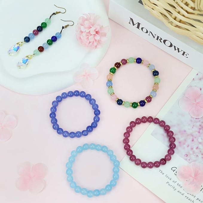 500Pcs Glass Beads 10 Colors 8mm for Jewelry Making, Mix Round Crystal Crafts Beads for Bracelet Necklaces Kit Earring DIY(Colored)