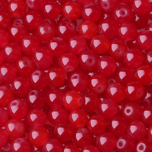 500Pcs Red Glass Beads for Bracelets, Round 8mm Crystal Beads for Bracelet Jewelry Making Earring Necklaces Kits and DIY Crafts Suitable for Beginners(Red)