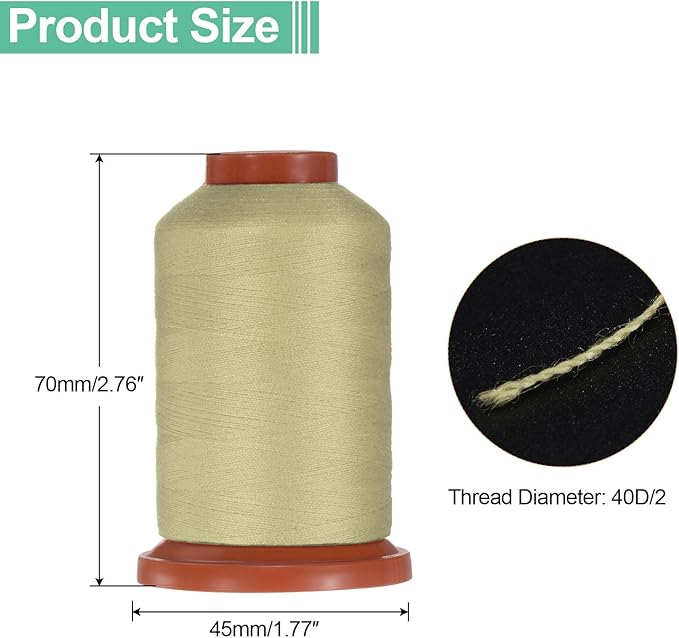 uxcell 40D/2 Sewing Thread 1100 Yards Polyester Household Sewing String Hand Stitching Polyester Cord for Clothing Stitching Shoe Bag Repairing DIY Craft Light Khaki