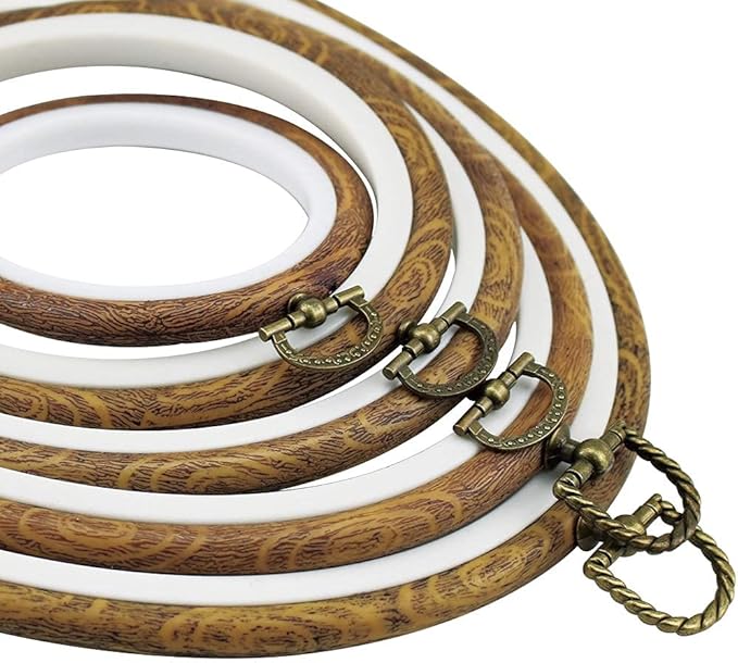 guofa 6.7'' oval embroidery hoops- 2pcs 17x13cm decorative cross stitch hoops, imitated wood resin embroidery frame hoop for art craft sewing