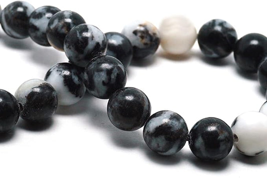 Natural Gemstone Beads for Jewelry Making - 6mm Stone Round Craft Beads for Bracelets(58-62pcs, White Black Zebra Jasper)