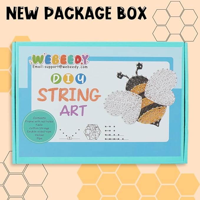WEBEEDY 3D String Art Kit for Adults Beginners, DIY Bee String Craft Kit, Include All Necessary Accessories and Frame, Christmas Mother's Day Home Wall Decorations Unique Women Gift