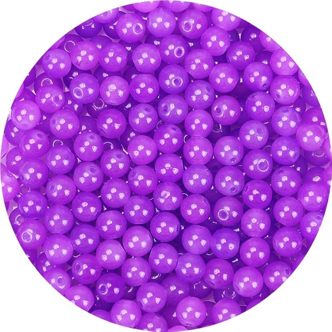 Dark Purple Glass Beads for Crafts– Bright Color 8mm Crystal Glass Beads for Bracelets, Necklace & DIY Crafts