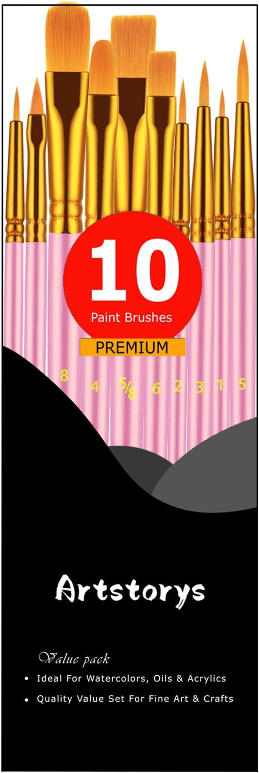 Paint Brush Set, 10 Pcs Paint Brushes for Acrylic Painting, Round Pointed Tip Detail Small Paint Brush for Oil Watercolor Canvas Face Body Boards Rock, Adult Drawing Arts Crafts Supplies, Pink