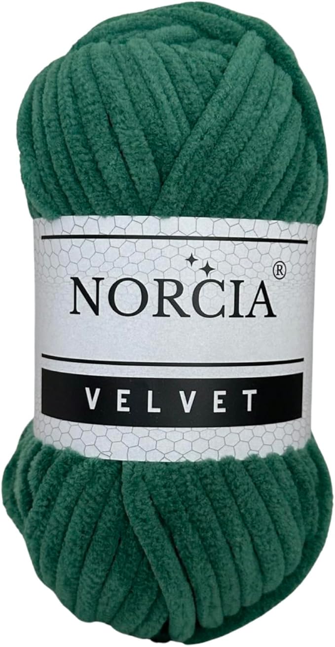 Soft Velvet Chenille Yarn for Crocheting Baby Blanket, Knitting, Amigurumi, Fancy Crochet Weaving Craft (Hunter Green, 3 Skeins)