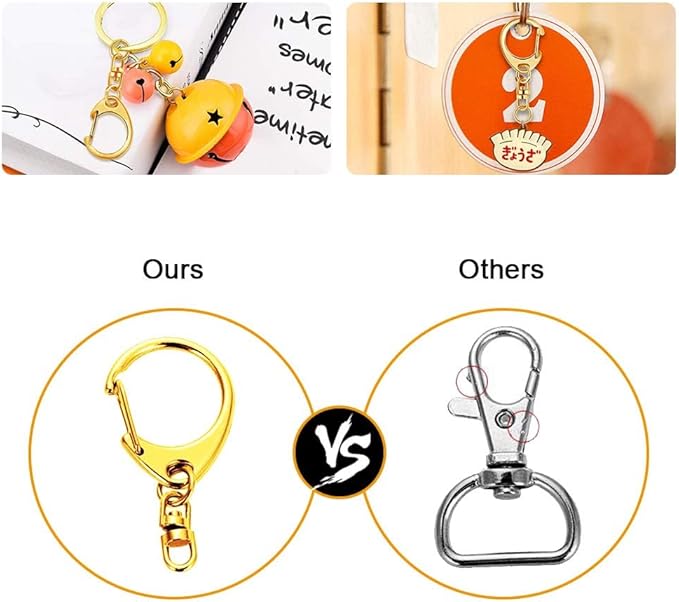 Roctee 50 Pack Gold Keychains with Jump Rings & Chains, 1.92" DIY Keychain Hardware Kit for Crafts, Key Ring Accessories for Keychain Making Projects