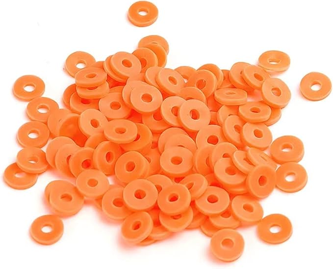 2000pcs Heishi Vinyl Beads Flat Round Polymer Clay Spacer Beads for Making Bracelet Necklace Earring Accessories DIY Handmade Craft(Orange, 6mm)
