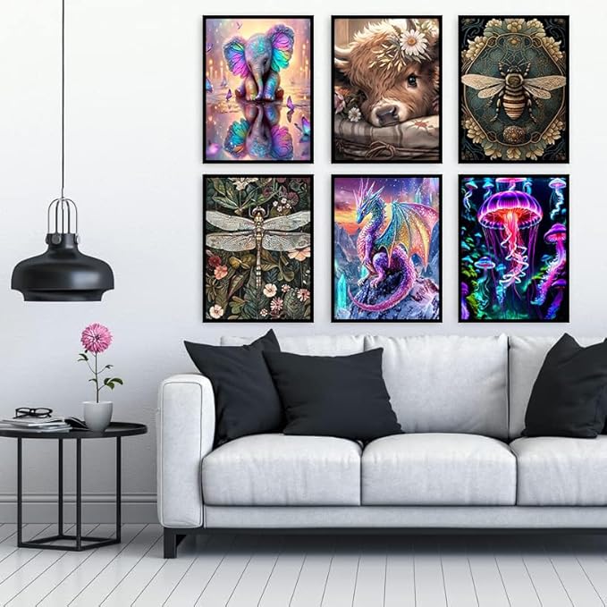 Meothan Multipack Diamond Art Kits for Adults, 12 Pack Animals Diamond Painting Kits for Adults, 5D DIY Round Dimond Gem Art Packs of 12, Home Decor Gift 12x16inch