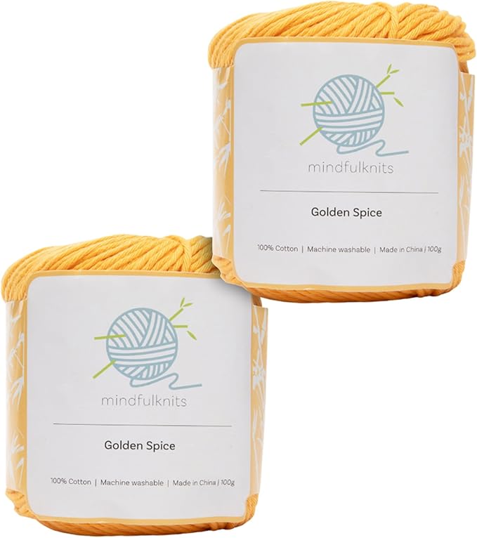 Knitting Yarn, Crochet Yarn, Mindfulness and Relaxation 100 Percent Cotton Yarn, Single Color 2-Pack - Medium Number 4 Worsted Bundle, Soft & Gentle for Garments, Amigurumi, Baby Items by mindfulknits