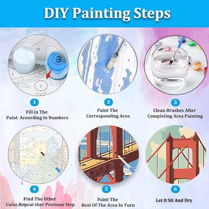 Artunion Golden Gate Bridge Paint by Numbers Kit for Adults,San Francisco Paint by Number Kits, DIY Oil Painting Paint by Number Kits on Canvas Arts Craft for Home Wall Decor 16x20 Inch