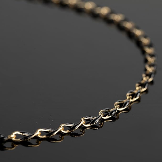 Black Oil Drip Chain for Jewelry Making, Gold Plated Brass Cable Link Chain Spool with Jump Rings and Lobster Clasps Jewelry Findings