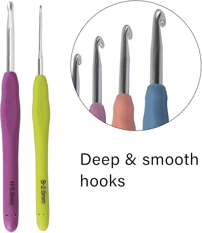 Teamoy Ergonomic Crochet Hook Set,12Pcs Large Crochet Hooks for Arthritis and Beginners, Smooth and Comfortable