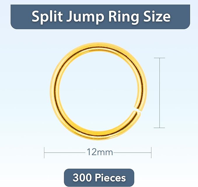 Mandala Crafts Assorted Gold Color Jump Rings Jewelry Findings Metal O Rings for Jewelry Making Supplies - 300 12mm Small Open Jump Rings Kit for Necklace Earring