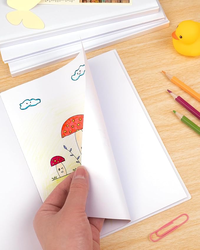 Dynta Blank Hardcover Book A5(6.2x8.3Inch), 15 Pack Blank Books for Kids to Write Stories Sketch White Hardcover Sketchbook Journal for Writing Drawing Creating, 40 Pages (20 Sheets) for Each book
