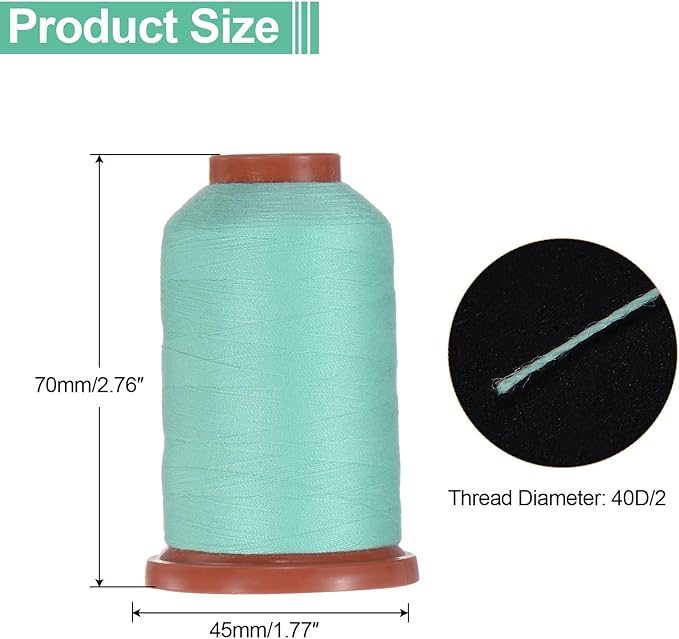 uxcell 40D/2 Sewing Thread 1100 Yards Polyester Household Sewing String Hand Stitching Polyester Cord for Clothing Stitching Shoe Bag Repairing DIY Craft Mint Green