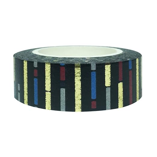 Wrapables Colorful Washi Masking Tape, Blackout Short Bars