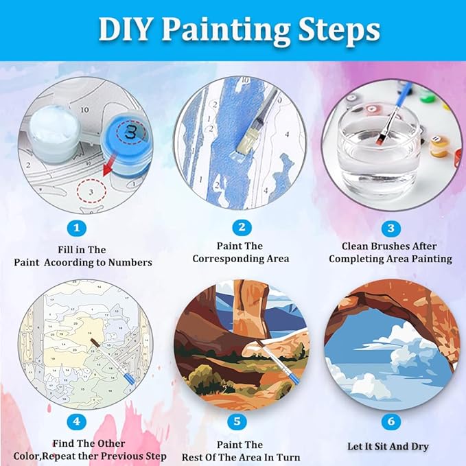 Artunion Arches National Park Paint by Numbers Kit for Adults, Nature Landscape Paint by Number Kits,DIY Oil Painting Paint by Number Kits on Canvas Arts Craft for Home Wall Decor 16x20 Inch