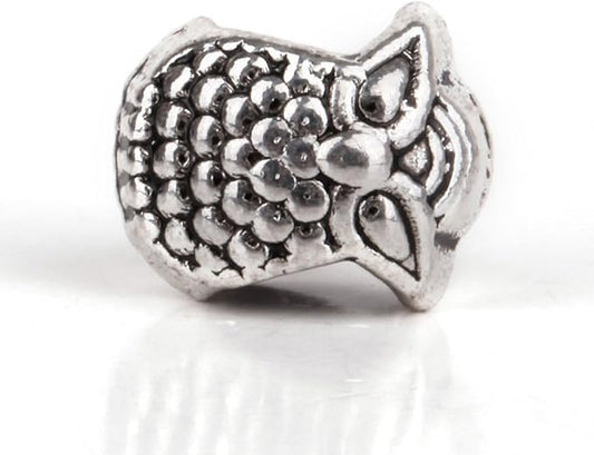 RUBYCA 50pcs Tibetan Silver Tone Spacer Beads Fit European Charms Bracelet Gorgeous Owl Design