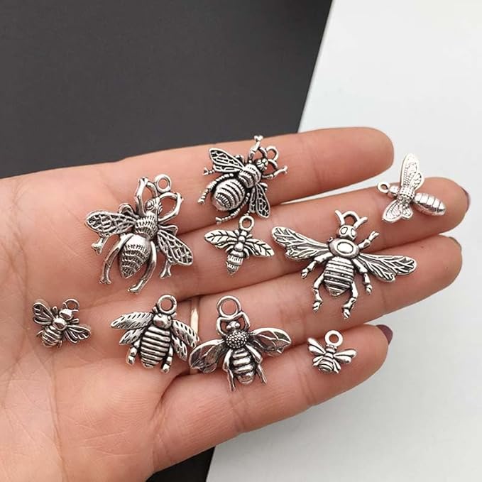 WOCRAFT 120pc Assorted Enamel Bracelet Honeycomb Bee Charms for Jewelry Making Crafts DIY Necklace Bracelet Keychain Crafting Charms Kit (SN814)