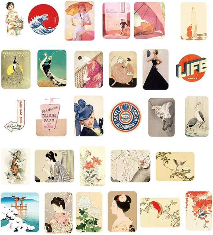 Doraking 200PCS Middle Size Vintage Theme Scrapbook Washi Stickers for Scrapbooking Diary Decoration (Retro Themed)
