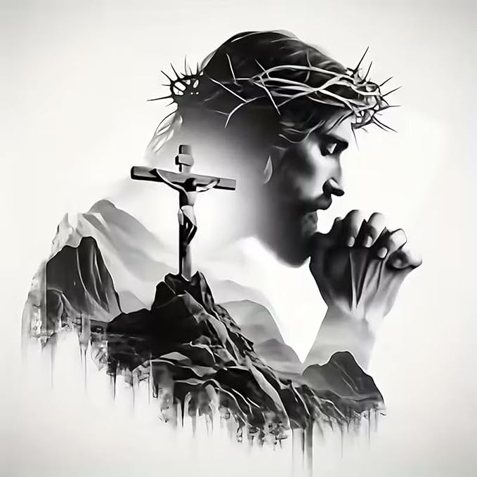 ARPADAMO Square Diamond Art Kits for Adults-Jesus Cross Square Drill Diamond Painting,Square Diamond Art,DIY Religion Gem Art Kits for Adults and Crafts for Gifts and Home Wall Decor 12x12inch