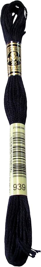 DMC 117-939 6 Strand Embroidery Cotton Floss, Very Dark Navy Blue, 8.7-Yard