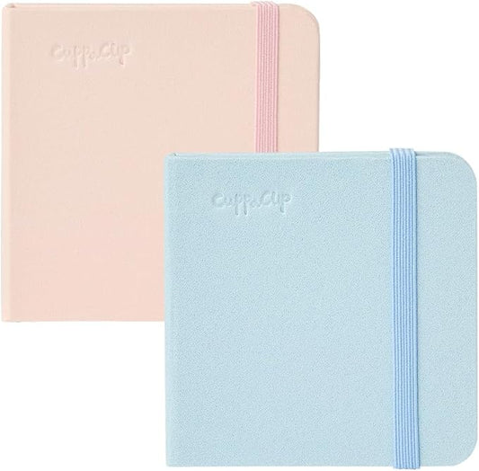 CuppaClip Watercolor Journal 300GSM Fine Grain Art Supplies for Adults Kids Watercolor Pad Wet Media Painting Wood Pulp Paper (Pink+Blue, 3.3x3.3in)
