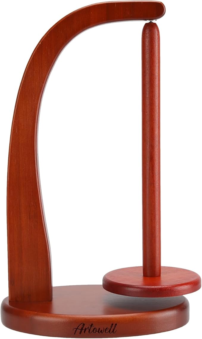 Model Magnetic Pendulum Wooden Yarn Holder for Crocheting, Yarn Storage Organizer, Delightful Surprise Gift for Knitting Lovers by ARTOWELL (Mahogany-Colored, Enlarged Size)
