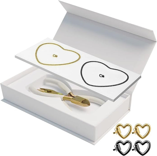 Permanent Bracelet Kit for Couples - DIY Sterling Forever Bracelets Making Set with Locking Heart Clasp, Ideal Gift for Christmas, Anniversary, Valentine's Day & Date Night Activity