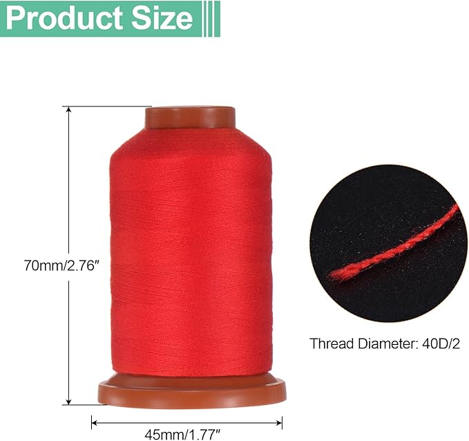 uxcell 40D/2 Sewing Thread 1100 Yards Polyester Household Sewing String Hand Stitching Polyester Cord for Clothing Stitching Shoe Bag Repairing DIY Craft Burgundy Red