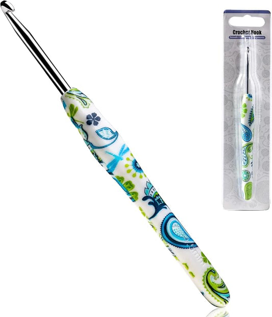4.5mm Looen Crochet Hook, Ergonomic Handle for Arthritic Hands, Soft Rubber Grip Extra Long  Knitting Needles for Crochet Beginners, Knitting Enthusiasts (4.5mm)