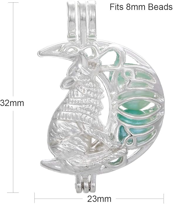 10pcs Silver Pearl Cage Locket Pendants, Essential Oil Diffuser DIY Necklace Bracelet Jewelry Making Craft, Bulk Beads Aromatherapy Diffuser Charms Gifts for Women Girls