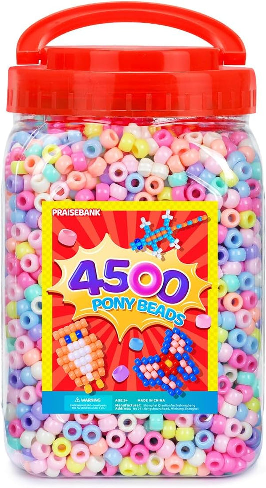 praisebank pony beads, 4500pcs 6x9mm, wholesale beads, bracelets jewelry making, arts & crafts(candy)