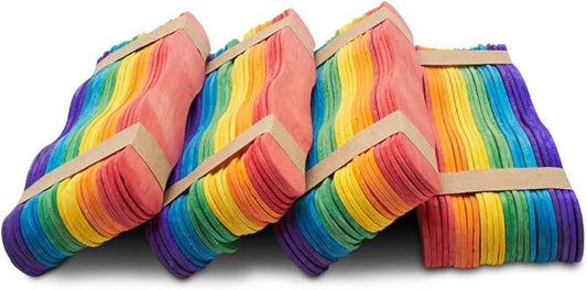 Wooden Fan Handles 8 inch, Variety Pack of 300 Colored Popsicle Sticks for Crafts, Fan Handheld Wedding Program Sticks, by Woodpeckers