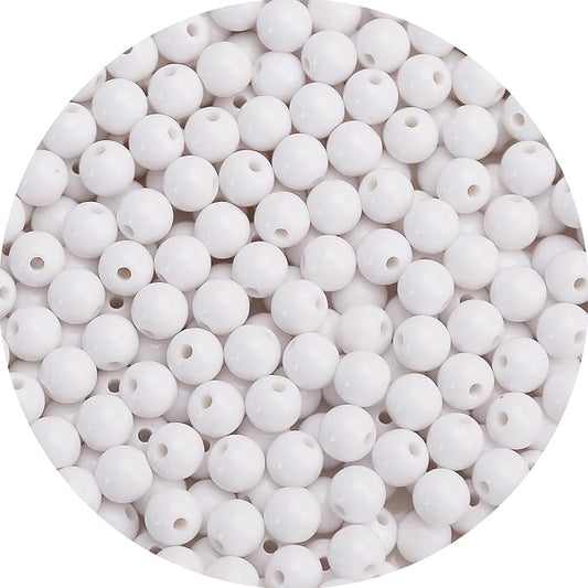 bonny boxx 40pcs 20mm smooth white acrylic round beads, plastic resin bubblegum balls chunky gumball beads for necklace and bracelet making, crafting supplies