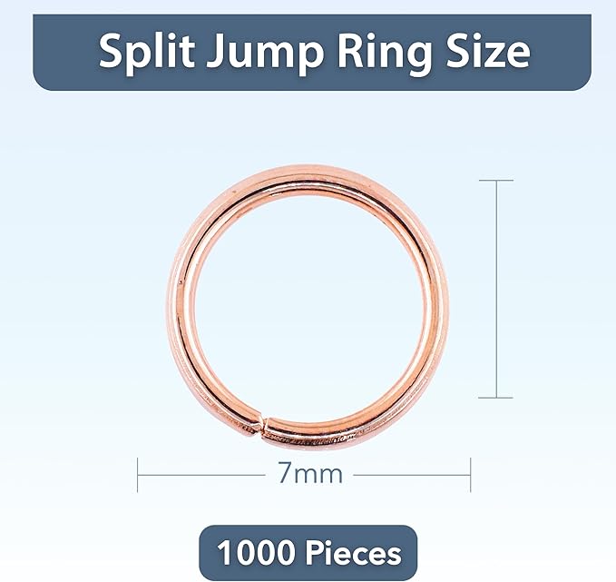 Mandala Crafts Assorted Rose Gold Color Jump Rings Jewelry Findings Metal O Rings for Jewelry Making Supplies - 1000 7mm Small Open Jump Rings Kit for Necklace Earring