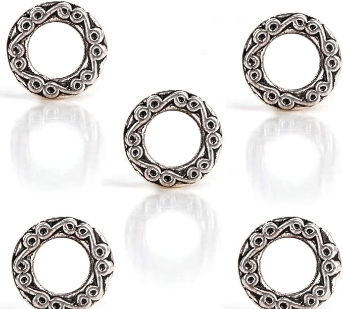 RUBYCA 50pcs Tibetan Silver Tone Spacer Beads Fit European Charms Bracelet Ring Infinity Ornament