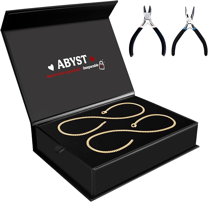 ABYST Permanent Bracelet Kit for Couples - DIY Sterling Forever Bracelets Making Set with Gold Plated Chains - Romantic Infinity Jewelry for Anniversary (Gold)