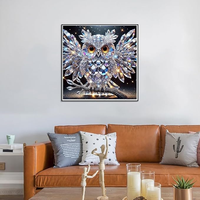 ijbnhd 5D Owl Diamond Art Kits for Adults, Owl Diamond Painting Kits for Beginners, DIY Full Drill Gem Art Crystal Rhinestone for Wall Home Decor 14 X 14inch