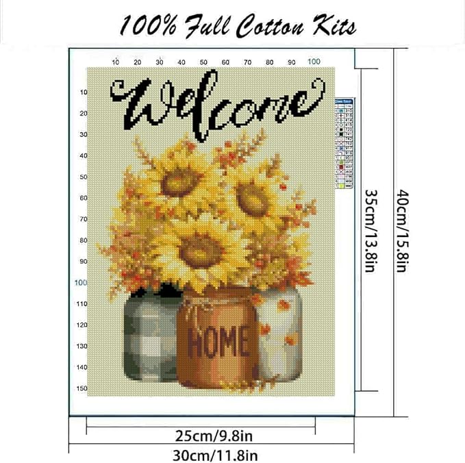 mybisymqq flowers stamped cross stitch kits cross stitch patterns,full line diy cross stitch stitching kit for home decor cross stitch patterns 11.8x15.7 inches