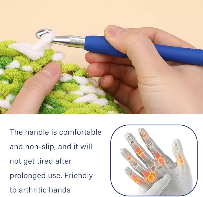 9 mm Crochet Hook, Ergonomic Handle for Arthritic Hands, Extra Long  Knitting Needles for Beginners and Crocheting Yarn (9 mm)