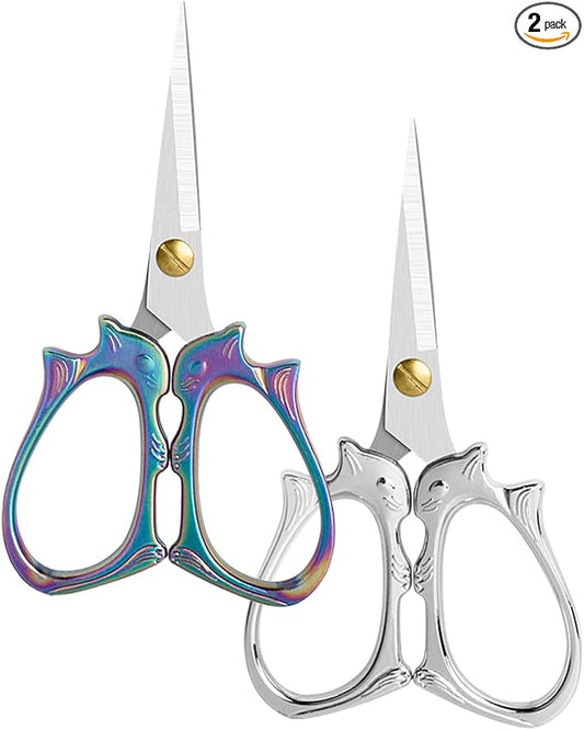 2 Pieces Embroidery Scissors Sharp Sewing Crochet Yam Scissors,Small Scissor All Purpose For Sewing, Cross Stitching, Crafts, Arts & Crafts Handmade DIY Tools