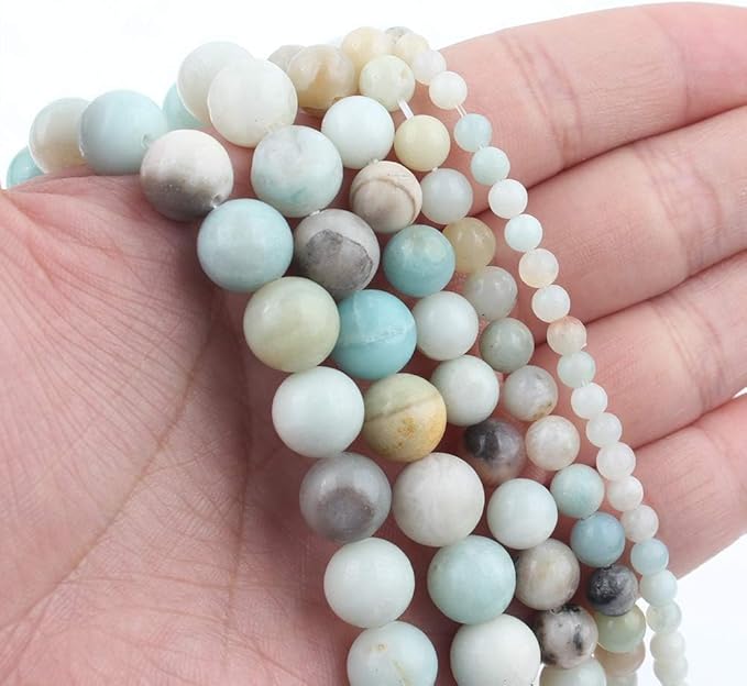 Stone Beads, 45pcs Amazonite, 8mm Round Loose Beads for Jewelry Making, Bracelets, with Bag, String & Card