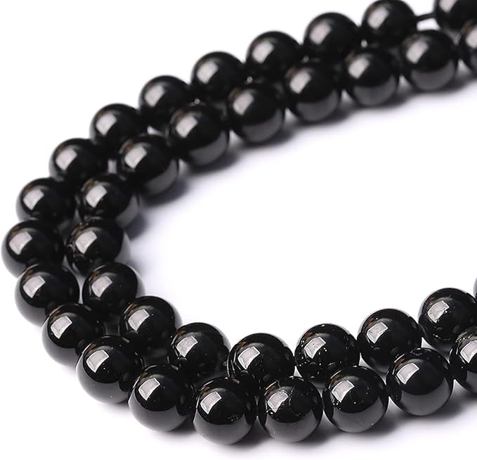 90pcs 4mm AAAA Natural Black Tourmaline Gemstone Beads Round Loose Beads for Jewelry Making DIY Bracelet Necklace(Black Tourmaline, 4mm)