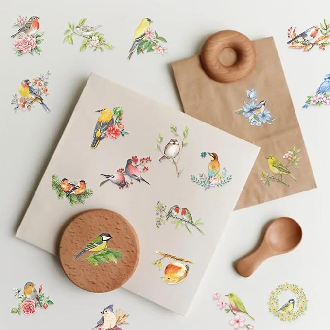 50Pcs Waterproof Vintage Stickers,Scrapbooking Supplies Kit,Aesthetic Decorative Craft Sticker for Planner, Bullet Journaling, Junk Journal, Water Bottles, Laptop, Retro Craft.Bird