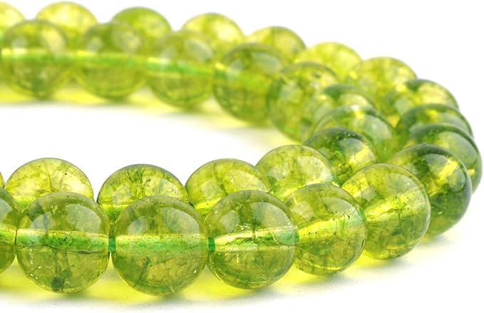 Crackle Crystal Beads for Jewelry Making - 10mm Glass Round Beads for Bracelets(35-37pcs, Olive Green Crystal)