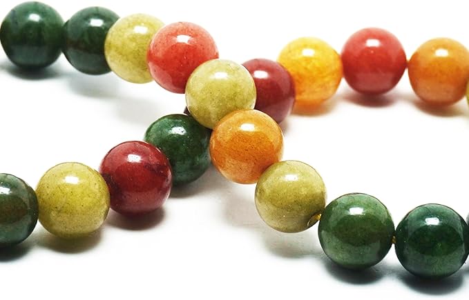 Jade Stone for Jewelry Making - 8mm Gemstone Round Craft Beads for Bracelets(45-48pcs, Alashan Jade)