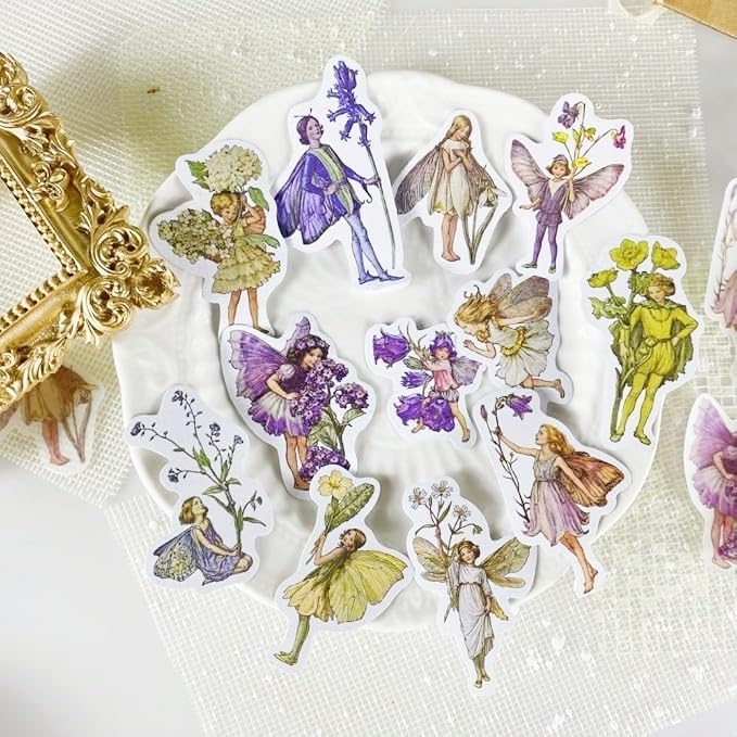 Alideco 80Pcs Vintage Victorian Tea Scrapbooking Stickers Scrapbook Paper Aesthetic Kawaii Girls Stickers for Journaling Assorted Phone Adult（ziyunhuayuan）